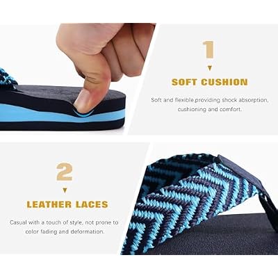 KuaiLu Men's Flip Flops Arch Support Summer Beach Pool Water Thong Sandals Waterproof Rubber Walking Shoes