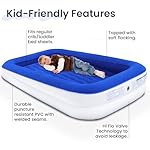King Koil Luxury Toddler Inflatable Child Airbed, Travel Bed with Built-in Safety Bumper, Portable Air Mattress for Kids, Includes High-Speed Pump - Blue, 1-Year Manufacturer Warranty - Image 2