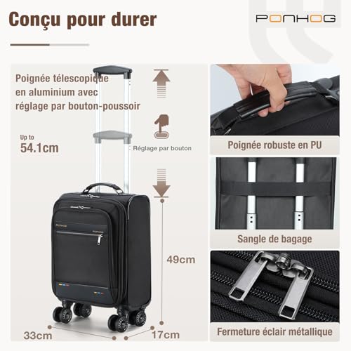 Valise cabine souple à 4 roues multidirectionnelles et légères - 6