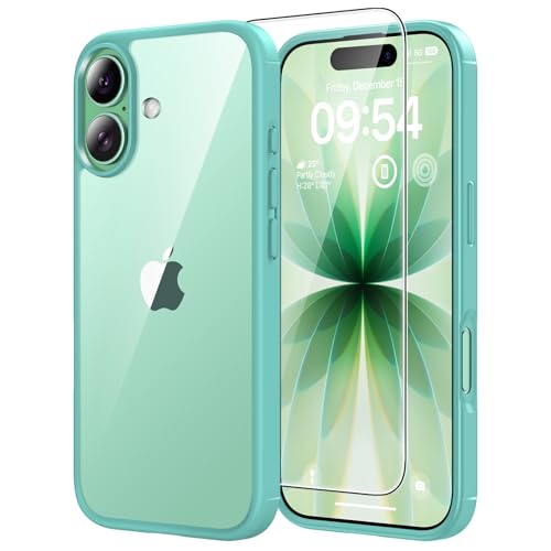 Image of TAURI for iPhone 17 Case, with Screen Protector, Green | Full Camera Protection, Anti-Yellowing Military-Grade Protection Shockproof Slim Phone Case for iPhone 17