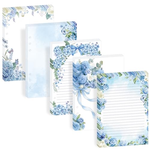 Papier épais 120g A5 à motif floral bleu aquarelle pour classeur haut de gamme