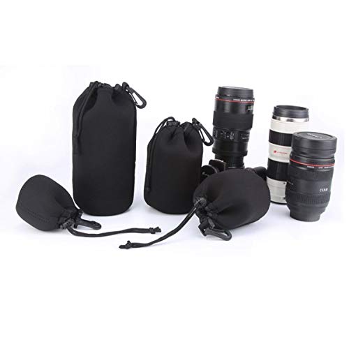 Image of Action Pro Cylindrical Round Base Protective Neoprene Lens Case Pouch Set (Extra Large,Large,Medium and Small) Sizes Compatible with DSLR Camera (Pack of 4)