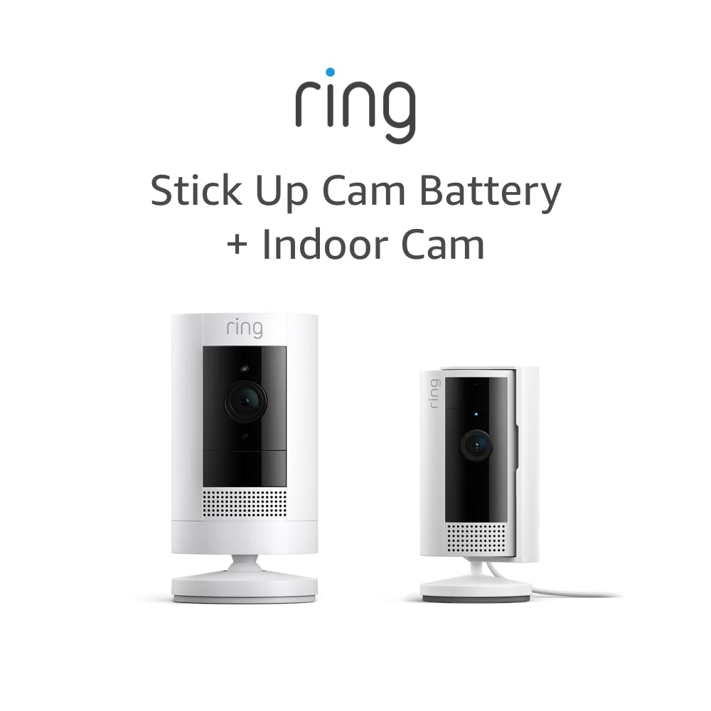 RingStick Up Cam Battery with Ring Indoor Cam (2nd Gen), White