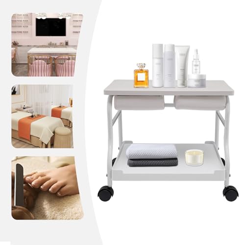 Carrito portátil para spa de pies con ruedas universales blanco miniatura 7