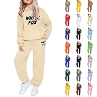 Tracksuit Set Kids Girls Long Sleeve Pullover Sweatshirt: Joggers and Hoodie Set Girls 2 Piece Outfit Long Sleeve Boys Y2K Activewear Back to School Activewear White F0X Tracksuit Kids