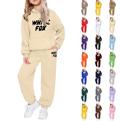 Set tuta per bambini e ragazze felpa pullover a maniche lunghe: joggers e felpa con cappuccio Set da 2 pezzi a maniche lunghe per ragazzi Y2K Activewear per il ritorno a scuola Activewear bianco F0X Set tuta per bambini e ragazze felpa pullover a maniche lunghe: joggers e felpa con cappuccio Set da 2 pezzi a maniche lunghe per ragazzi Y2K Activewear per il ritorno a scuola Activewear bianco F0X