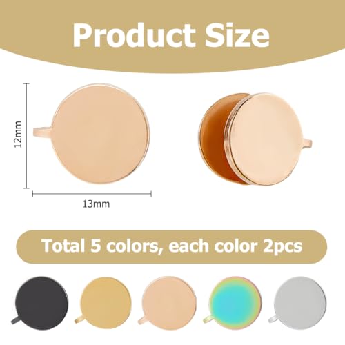 5 Pairs 12mm Pressure Earrings for Keloids 5 Colors Stainless Steel Non-pierced Earrings Round Compression Earring Adjustable Clip Earring for Women Men Ladies2