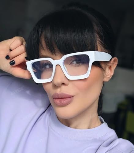 Image of AIEYEZO Square Thick Frame Glasses for Women Men Fashion Blue Light Glasses Trendy Chic Computer Eyeglasses