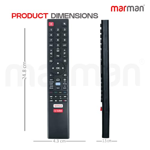 Image of marman Compatible with BPL TV Remote Control Original Model RM-L1662 Suitable for LED LCD Smart Television Without Voice Command and Google Assistant with Streaming Apps