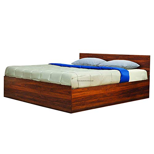 Image of CASPIAN Queen Size Double Bed 72 x 60 Inches (Asian Brown Textured) | Modern & Classic Style Engineered Wood Bed | with 4 Storage Boxes | Wooden Furniture for Home, Living Room & Bedroom