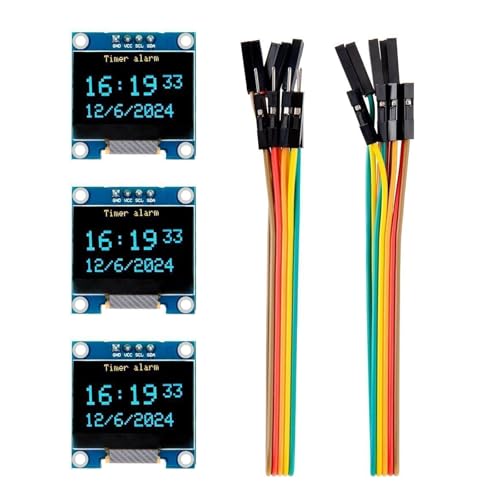 Image of 0.96 Inch OLED Display Module SSD1306 128x64 Pixel I2C IIC Serial Screen, Blue Display for Arduino, Raspberry Pi, ESP32 Projects (3.3V-5V)