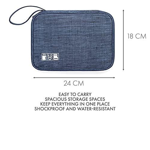 Woodland Cable Bag and Cable Organiser Bag is a Travel Essentials Electronics Travel Organizer for Chargers, Cables, USB Drive, SD Card, Power Bank and Hard Disk with Handle (Navy) - Image 6