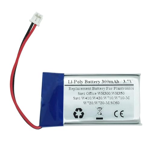 Batterie de rechange 300 mAh 3,7 V pour casques sans fil Plantronics Savi Office WH300, WH350, Savi W410, Savi W420, W710, W710-M, Savi W720, W720-M, SC60,...
