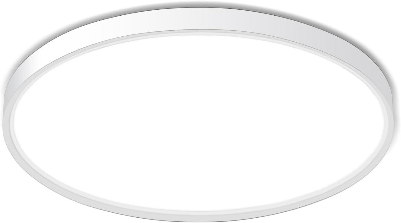 Ouyulong Plafoniera a LED, 18W, 1620lm, 6500K, lampada a LED, lampada bianca IP44, plafoniera rotonda da 23cm, per camera da letto, bagno, soggiorno, cucina, ufficio (2Pcs)