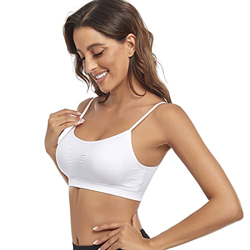 Image of Litthing Bralettes Padded for Women Cami Strap Bra Seamless Sportsbra Wireless Comfort Yoga Lightly T-Shirt Tank Tops