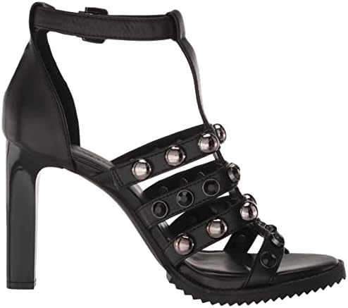 Karl Lagerfeld Paris Women's Brexton-T Strap Sandal, Black/Gunmetal, 5 | Image 5