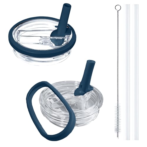 Image of 2 Pack Stanley Cup Lid Replacement 40 oz, with Leak Proof and Flip Straw Lid, Stanley Cup Accessories, for Stanley Quencher H2.0 40 oz Tumbler (Only), BPA Free (Blue)