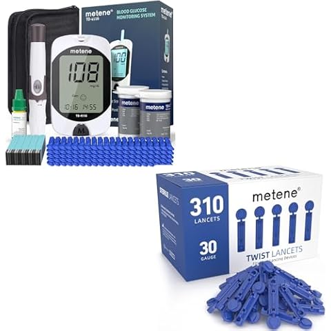 Metene TD-4116 Blood Glucose Monitor Kit & Metene Twist Top Lancets for Lancing Devices Cover