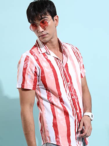Image of KETCH Men Regular Fit Striped Half Sleeve Shirt