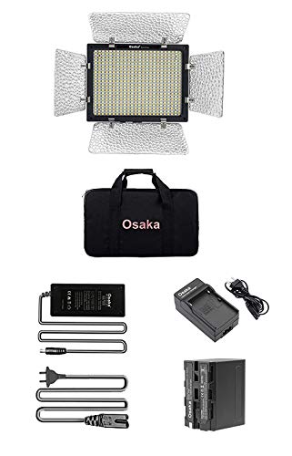 Image of Osaka Bi-Color Dimmable LED Video Light OS 576 Slim for Nikon Canon Sony Panasonic DSLR Video Cameras & YouTube Video Shooting with Ultra-Fast Charger F750 Battery 8000 mAh & Power AC Adapter.