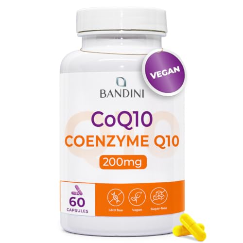 Bandini CoQ10 200mg | 60 Vegan Capsules of High-Strength Co Enzyme Q10 (2-Month Supply) | Naturally Fermented & Lab Tested Ubiquinone Q 10 | High Absorption Coenzyme Coq 10 Supplement 100% Pure