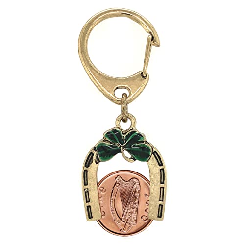Horseshoe Lotto Scratcher Coin Keychain with Irish Penny Coin Jewelry