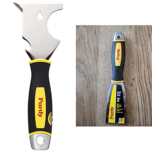 Image of Purdy 10 in 1 Painters Multi Tool Stainless Steel Scraper Putty Knife Hammerhead Nail Set & 2" Stiff Stainless Steel Putty Knife