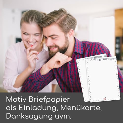 younikat Briefpapier Set Konfetti I 50 Blatt 90 g/qm DIN A4 I abgerundete Ecken stilvolles Schreibpapier Rosa, Grün, Weiß I Geburtstag Urkunde Speisekarte I dv1516