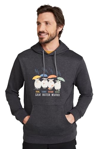 Image of Mountain Warehouse Great British Weather Graphic Mens Overhead Hoodie Charcoal 4XL