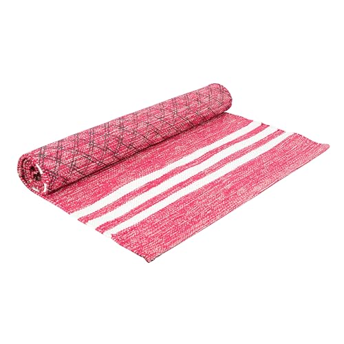 Image of Pure cotton anti-skid, machine wash yoga mat. 73inches x 24inches, 5mm thickness (5mm (Pink))