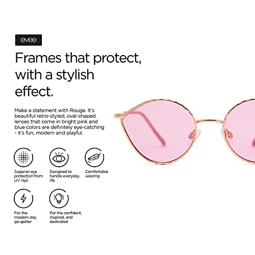 EVEE Vintage Oval Eye-Shape Metal Retro Sunglasses with Cosmetic Tint Lens (Rouge)4