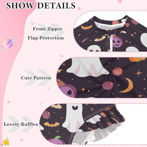 CaTaKu Girls One Piece Swimsuit Cute Halloween Toddler Bathing Suit Long Sleeve UPF 50+ Rash Guard Swimwear 3-12Y3