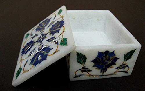 Boîte à bijoux en lapis-lazuli contre ternissement marbre blanc - 2