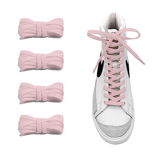Image of UamGlsob 2 Pairs 5 /16 inch Flat Elastic Shoe Lace, 27 inch-72 inch Length Stretch Shoelaces Strings Replacement for High /Low Top Sneakers