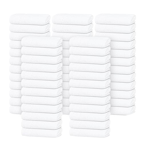 Tens Towels 60 Pack, 12x12 Inches, Soft, Quick-Dry, White
