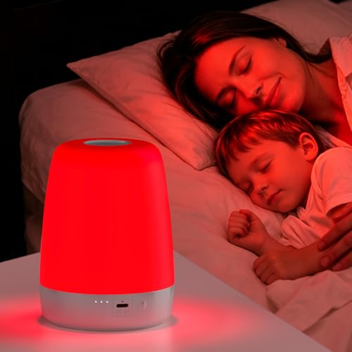 Image of XKETA Red-Light Night Light Baby: Pure 670nm Natural Melatonin Booster for Kids & Mom – Red Light Lamp Sleep Aid for Deeper Rest & Wake Up Refreshed in Bedroom & Nursery (White)