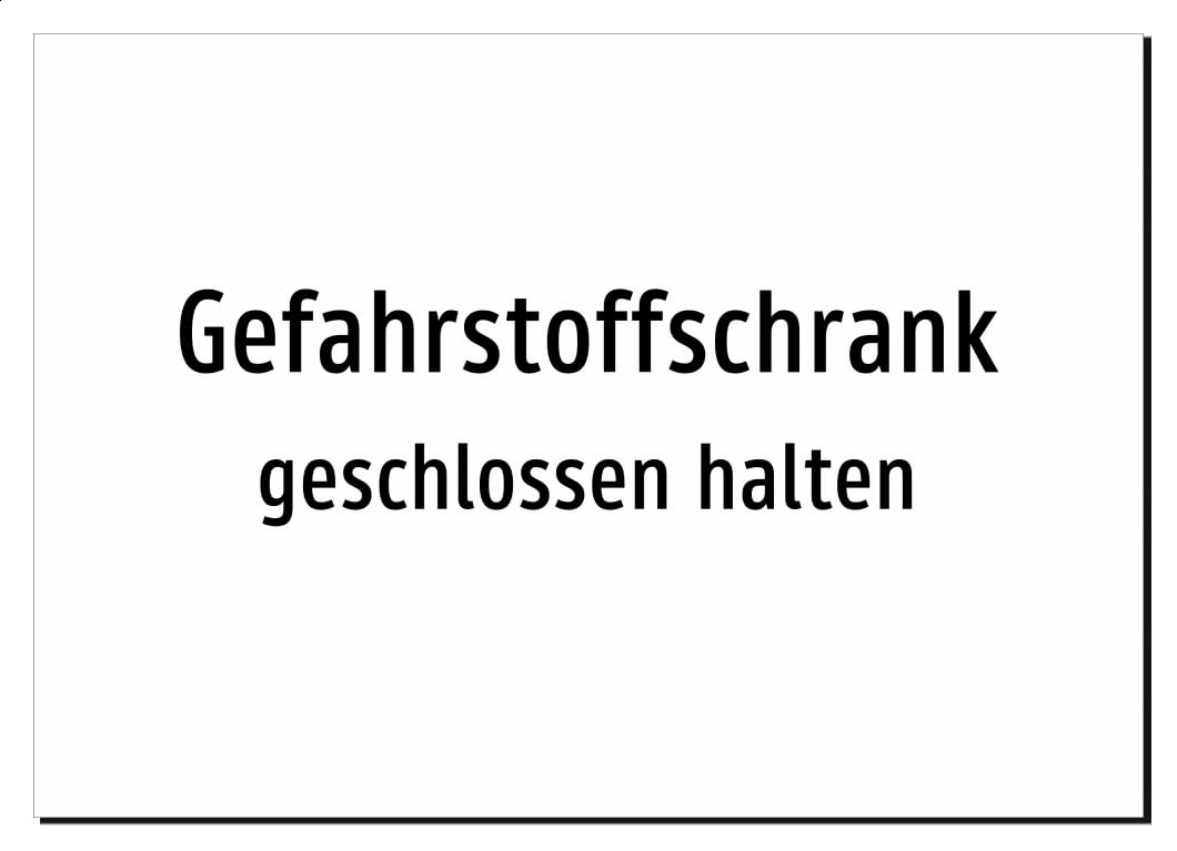 Gefahrstoffschrank - geschlossen halten – Aufkleber A2: 594x420mm – Ohne Grafik, nur Text
