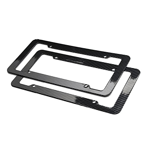 AMISENK Kit de montaje de placa delantera y trasera de coche, resistente cubierta de soporte de placa de coche a prueba de sonajero, marcos de matrícula de fibra de carbono, 1 juego de soporte