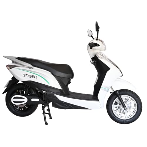 Image of Green Elaan Low Speed Electric Scooter Non RTO 60KM Range with Portable Charger (White)