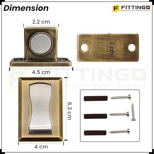 Image of Premium Concealed Magnetic Door Stopper /Stainless Steel Stopper Magnetic /Stylish Floor Mount Door Stopper for Home /Office and Hotels (Pack of 2, Antique Matt Finish)-| 3 Years Warranty |