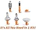 Light Bulb Changer Attachment Kit // Light Bulb Grabber Fits All Extension Poles with Standard ACME Thread with Suction Cup, Light Bulb Removal Tool, Microfiber Cloth and Basket (Pole Sold Separately)