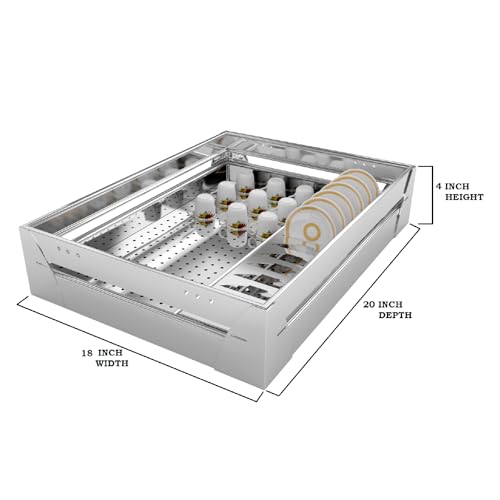 Image of BLOO BASKET modular kitchen accessories cabinet, 202 Grade Stainless Steel, Perforated Drainage Design, Polished Silver, 18 in W x 20 in D