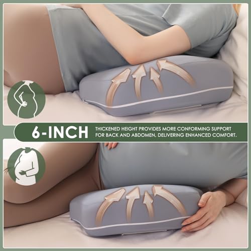 Image of Chilling Home Memory Foam Pregnancy Pillow for Sleeping, Cooling Maternity Pillow for Pregnant Women, Travel Wedge Pillows for Side Sleeper, Support for Back, Belly, Detachable Design, Height 6inch