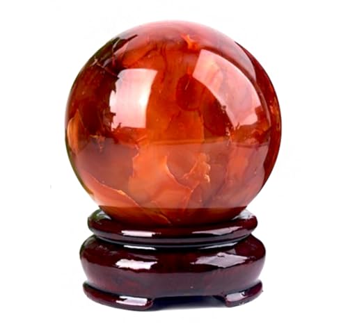 Beautiful Red Agate Ball Crystal Quartz Ball Raw Stone Sphere Feng Shui Ornaments for Healing/Divination/Chakra Balance/Yoga/Hom
