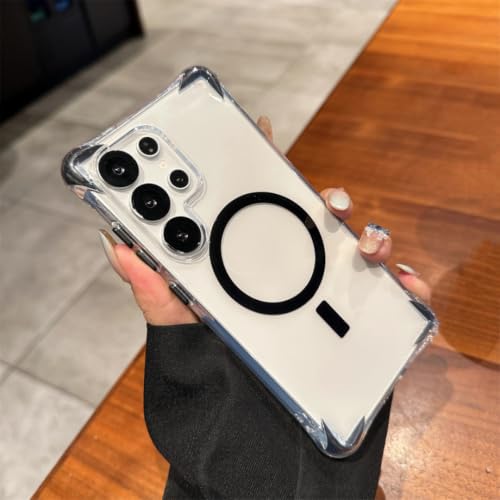 Coque transparente Galaxy S24 Ultra avec anneau magnétique noir