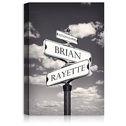 A&T ARTWORK Street Sign Black and White Canvas Prints Gift