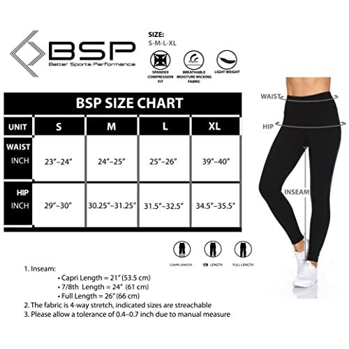 Bsp Better Sports Performance Womens Workout Leggings - Womens Workout Pants With Mesh Pockets & Tummy Control, High Waist Workout Leggings For Women Black #TOP5