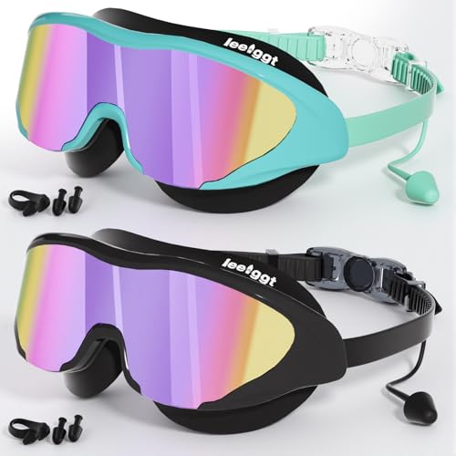LEEIGGT Swim Goggles for Kids 8-14, Youth Beginner Swimming Goggles Anti Fog UV Protection, Leakproof Wide View