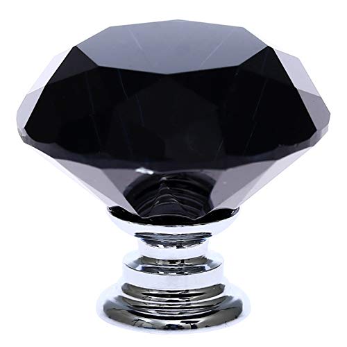 Deelf 25 Pcs Black Glass Cabinet Knobs Crystal Drawer Pulls Clear 30 Mm Diamond For Kitchen, Bathroom Cabinet, Dresser And Cupboard #TOP1