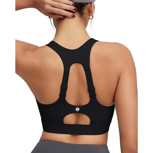 RUNNING GIRL Adjustable Straps Sports Bras for Women High Support, High Impact Molded Cup Sports Bra with Sewn in Pads(WX3185Black,S)